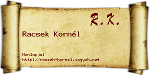 Racsek Kornél névjegykártya